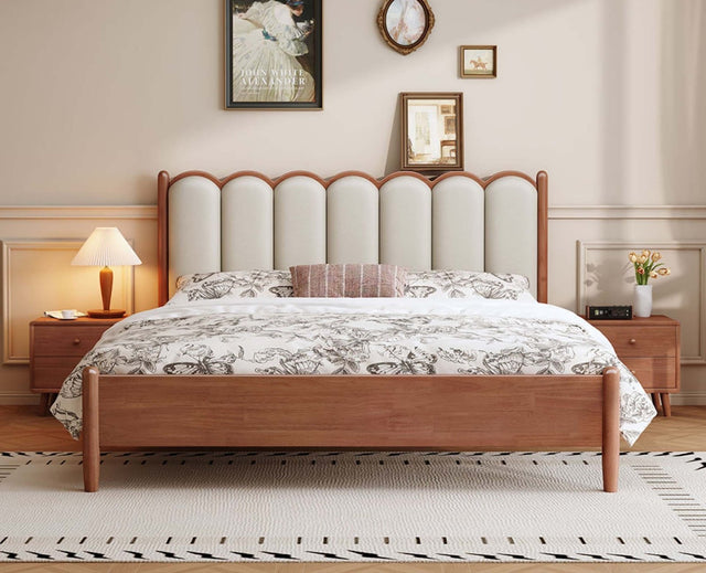 Aspen Wooden King Size Bed upholstered headboard Furniselan