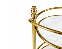 Atlas Stainless Steel Trolley with Marble, Aluminium - White Marble