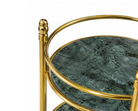 Atlas Stainless Steel Trolley with Marble, Aluminium - Green Marble