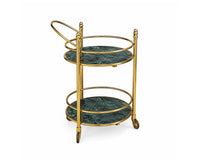 Atlas Stainless Steel Trolley with Marble, Aluminium - Green Marble