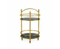 Atlas Stainless Steel Trolley with Marble, Aluminium - Green Marble