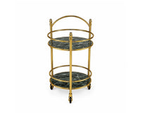 Atlas Stainless Steel Trolley with Marble, Aluminium - Green Marble