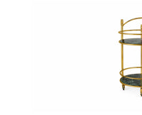 Atlas Stainless Steel Trolley with Marble, Aluminium - Green Marble