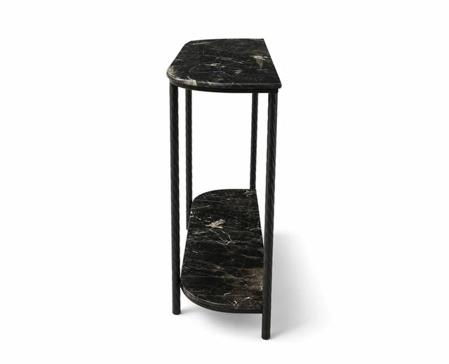 Aurelia 2-Tier Marble Console Table with Metal - Black