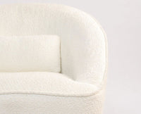 Aurelia Boucle Swivel Chair – Modern Upholstered Dining Chair for Home & Café White