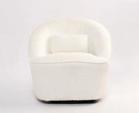 Aurelia Boucle Swivel Chair – Modern Upholstered Dining Chair for Home & Café White