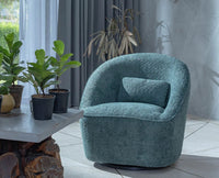 Aurelia Boucle Swivel Chair – Modern Upholstered Dining Chair for Home & Café Dark Green