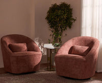 Aurelia Boucle Swivel Chair – Modern Upholstered Dining Chair for Home & Café Dusty Rose brown