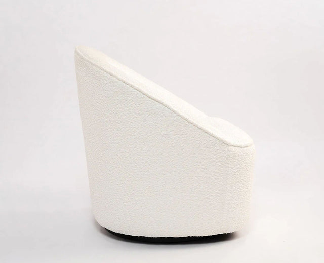 Aurelia Boucle Swivel Chair – Modern Upholstered Dining Chair for Home & Café White
