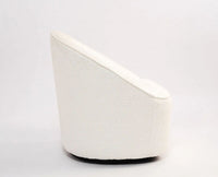 Aurelia Boucle Swivel Chair – Modern Upholstered Dining Chair for Home & Café White