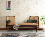 Aurum Sheesham Wood Cane Daybed Three Seater Sofa for Living Room with Cushion Seating