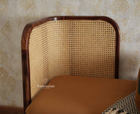 Aurum Sheesham Wood Cane Daybed Three Seater Sofa for Living Room with Cushion Seating Furniselan Brown Finish