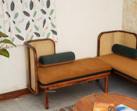 Aurum Sheesham Wood Cane Five Seater Sofa Set for Living Room with Cushion Seating 3+2 Furniselan Brown Finish