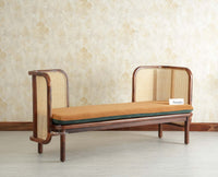 Aurum Sheesham Wood Cane Five Seater Sofa Set for Living Room with Cushion Seating 3+2 Furniselan Brown Finish