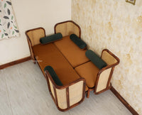 Aurum Sheesham Wood Cane Five Seater Sofa Set for Living Room with Cushion Seating 3+2 Furniselan Brown Finish