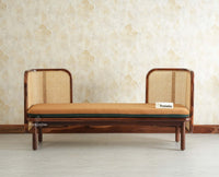 Aurum Sheesham Wood Cane Five Seater Sofa Set for Living Room with Cushion Seating 3+2 Furniselan Brown Finish