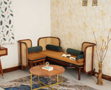 Aurum Sheesham Wood Cane Four Seater Sofa Set for Living Room with Cushion Seating 3+1 Furniselan Brown Finish