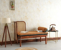 Aurum Sheesham Wood Cane Two Seater Sofa for Living Room with Cushion Seating Furniselan Brown Finish