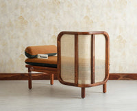 Aurum Sheesham Wood Cane Two Seater Sofa for Living Room with Cushion Seating Furniselan Brown Finish