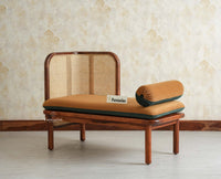 Aurum Sheesham Wood Cane Two Seater Sofa for Living Room with Cushion Seating Furniselan Brown Finish