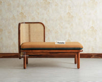 Aurum Sheesham Wood Cane Two Seater Sofa for Living Room with Cushion Seating Furniselan Brown Finish