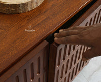 Austria Premium Edition Solid Wood Four-Door TV Cabinet Furniselan Brown Finish