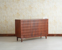 Austria Premium Edition Wooden Sideboard Cabinet-Three Door Furniselan Brown Finish