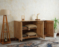 Austria Premium Edition Wooden Sideboard Cabinet-Three Door Furniselan Natural Finish