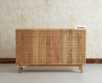 Austria Premium Edition Wooden Sideboard Cabinet-Three Door Furniselan Natural Finish