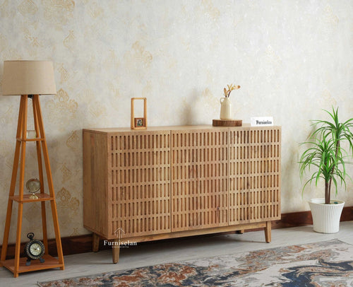 Austria Premium Edition Wooden Sideboard Cabinet-Three Door Furniselan Natural Finish