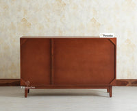 Austria Premium Edition Wooden Sideboard Cabinet-Three Door Furniselan Brown Finish