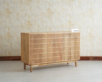 Austria Premium Edition Wooden Sideboard Cabinet-Three Door Furniselan Natural Finish
