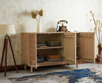 Austria Premium Edition Wooden Sideboard Cabinet-Three Door  Furniselan Stoneblast Oak