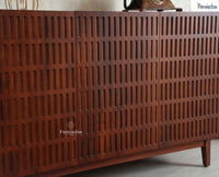 Austria Premium Edition Wooden Sideboard Cabinet-Three Door Furniselan Brown Finish