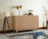 Austria Premium Edition Wooden Sideboard Cabinet-Three Door  Furniselan Stoneblast Oak