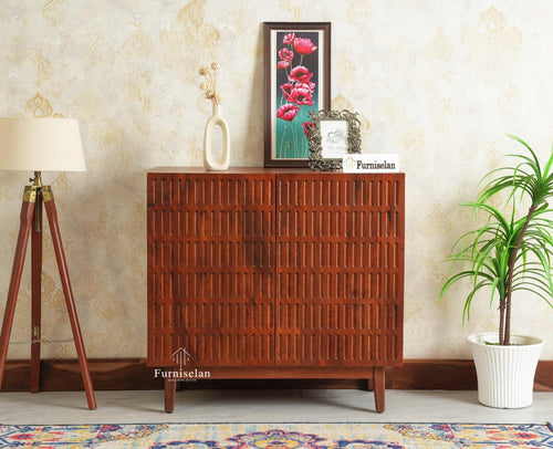 Austria Premium Edition Wooden Sideboard Cabinet-Two Door Furniselan Brown Finish