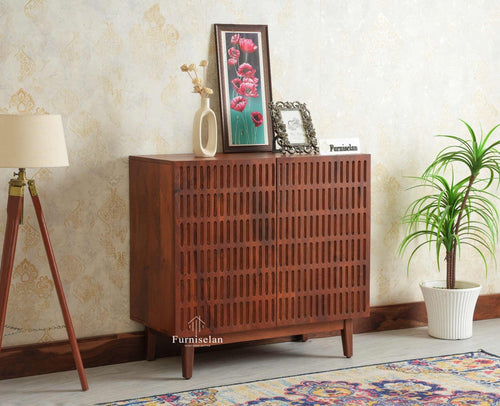 Austria Premium Edition Wooden Sideboard Cabinet-Two Door Furniselan Brown Finish
