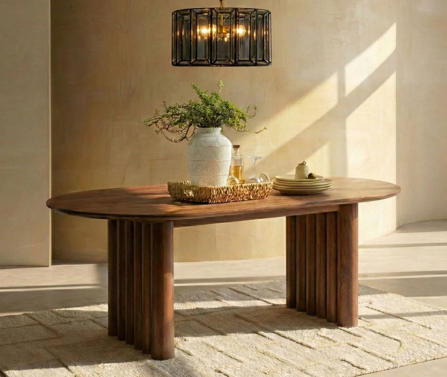 Avelon Parawood 6 Seater Dining Table Walnut brown
