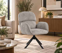 Arden Swivel Fabric Dining Chair with Metal Legs - Grey