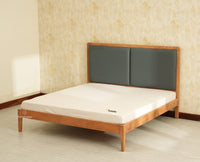 Bali Luxury Wooden King Bed with Upholstered Headboard Natural Finish
