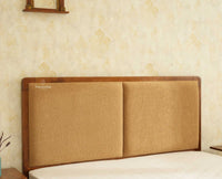 Bali Luxury Wooden King Bed with Upholstered Headboard Teak Finish