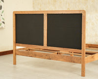 Bali Luxury Wooden King Bed with Upholstered Headboard Natural Finish