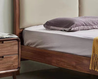 Bali Luxury Wooden King Bed with Upholstered Headboard Furniselan Teak Finish