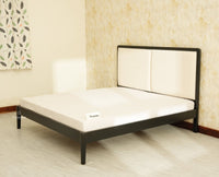 Bali Luxury Wooden King Bed with Upholstered Headboard Black Finish
