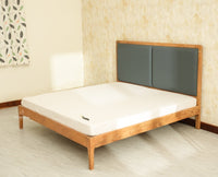 Bali Luxury Wooden King Bed with Upholstered Headboard Natural Finish