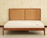 Bali Luxury Wooden King Bed with Upholstered Headboard Teak Finish