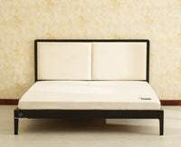 Bali Luxury Wooden King Bed with Upholstered Headboard Black Finish
