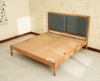 Bali Luxury Wooden King Bed with Upholstered Headboard Natural Finish