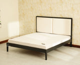 Bali Luxury Wooden King Bed with Upholstered Headboard Black Finish