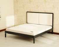 Bali Luxury Wooden King Bed with Upholstered Headboard Black Finish